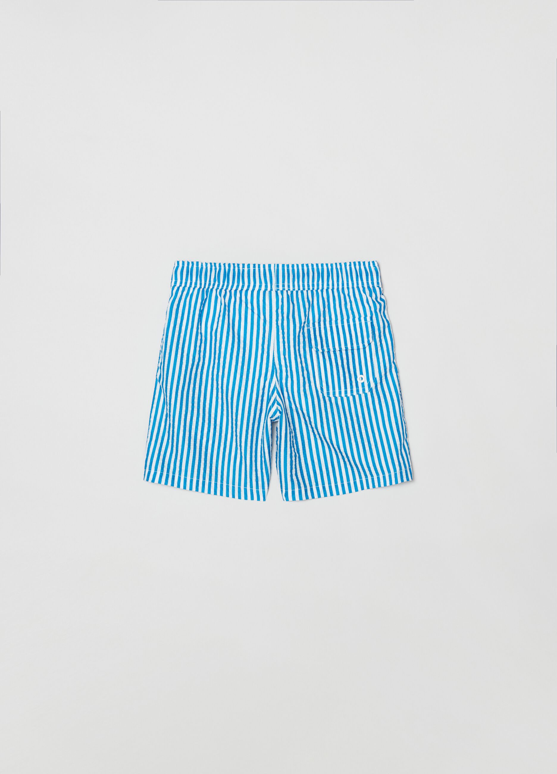 Striped swimming trunks with drawstring