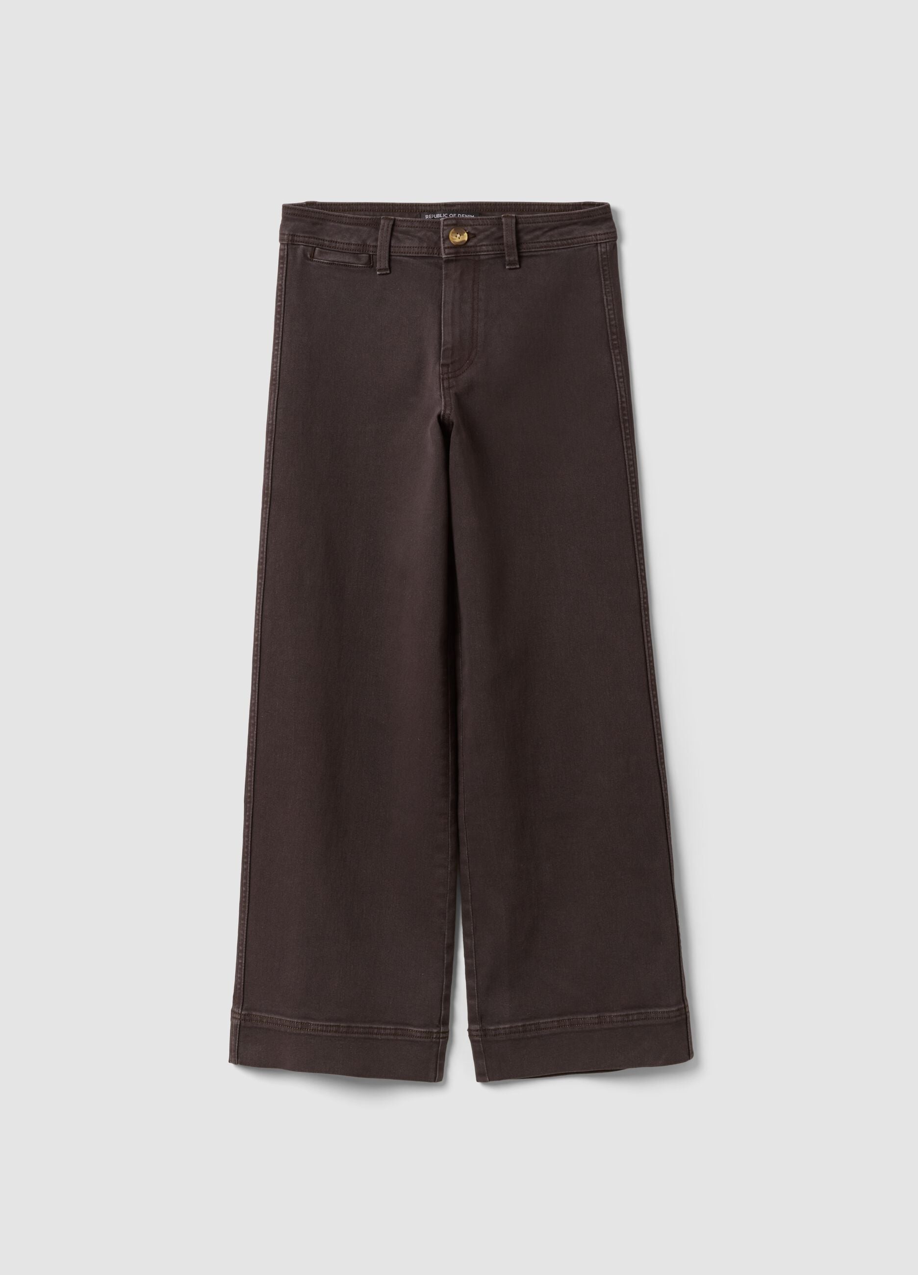 Brown wide-leg jeans in stretch cotton