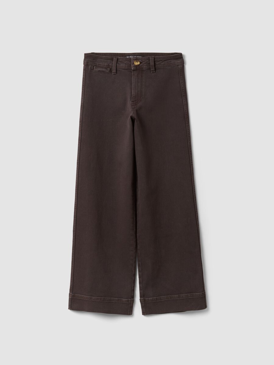 Braune Wide-Leg-Jeans aus Stretch-Baumwolle_4