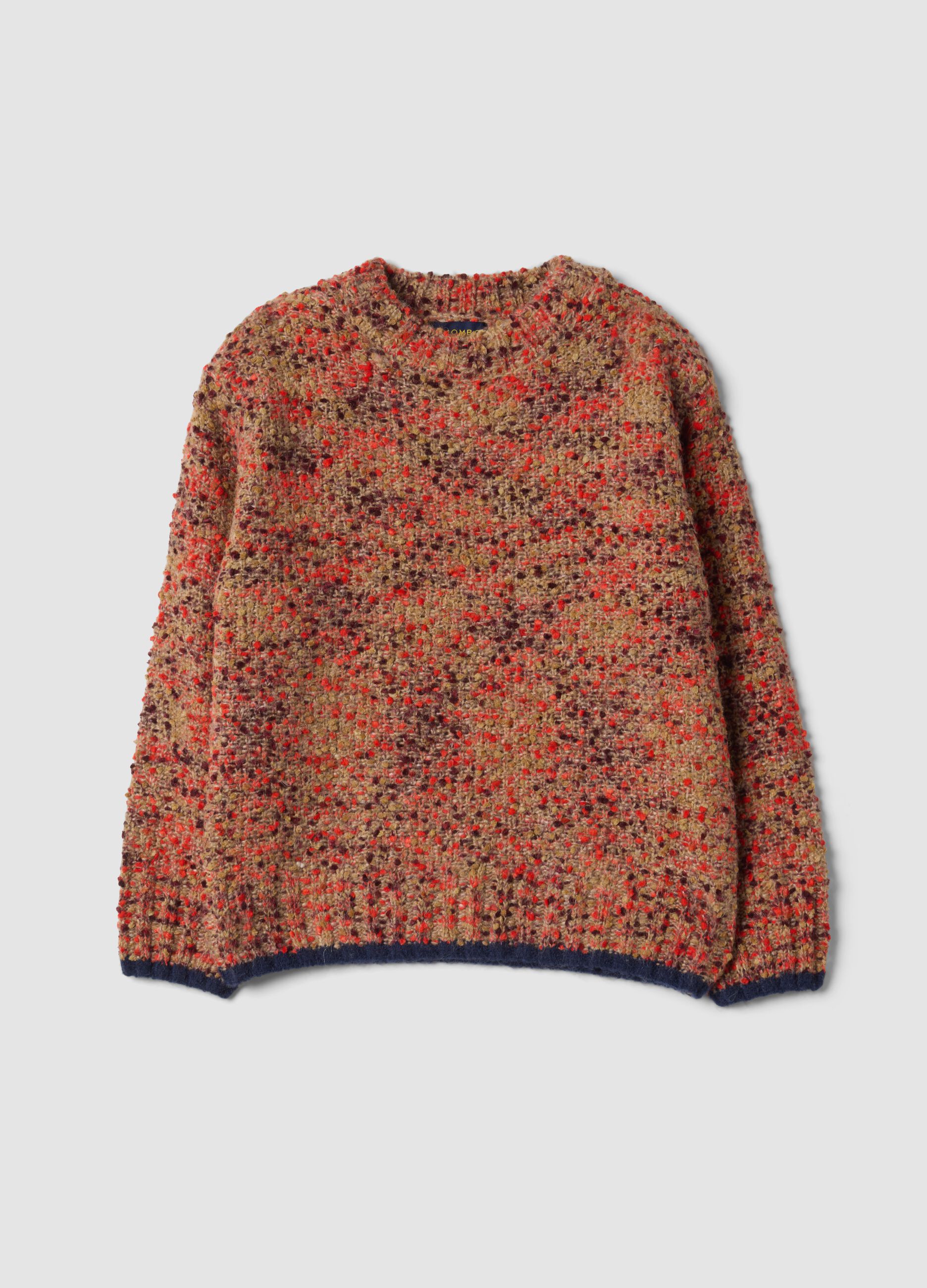 Multicoloured crew-neck jumper in wool and alpaca blend