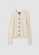 Beige cotton-blend crew-neck cardigan_0