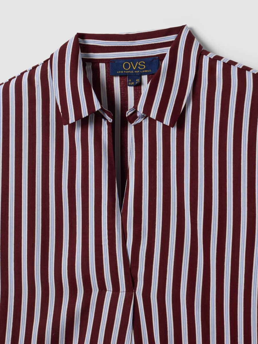 Camicia rossa a righe in pura viscosa con colletto classico regular fit_5
