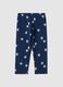 Girls' skinny blue cotton leggings with flowers_1