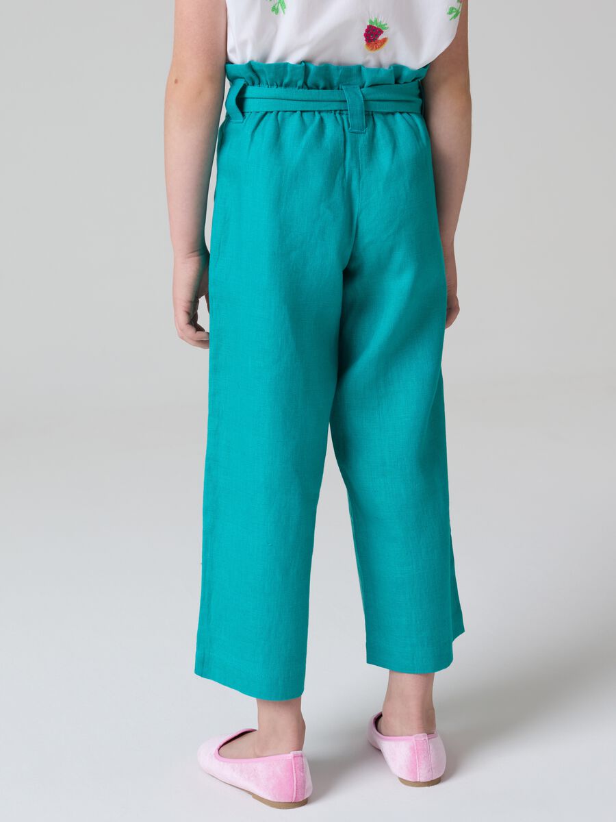 Wide-leg trousers in linen with belt_2