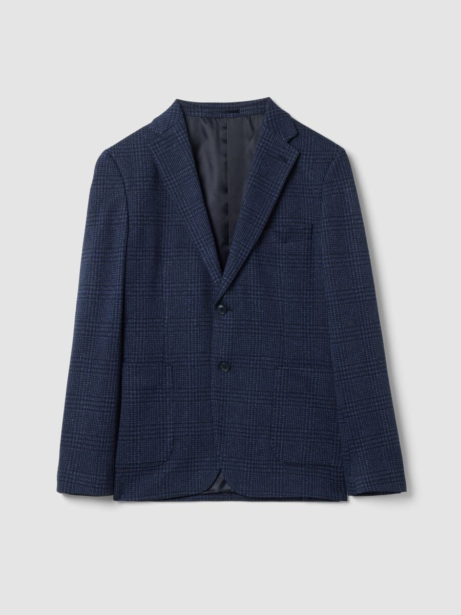 Indigo blue lined stretch-fabric blazer, regular fit_0