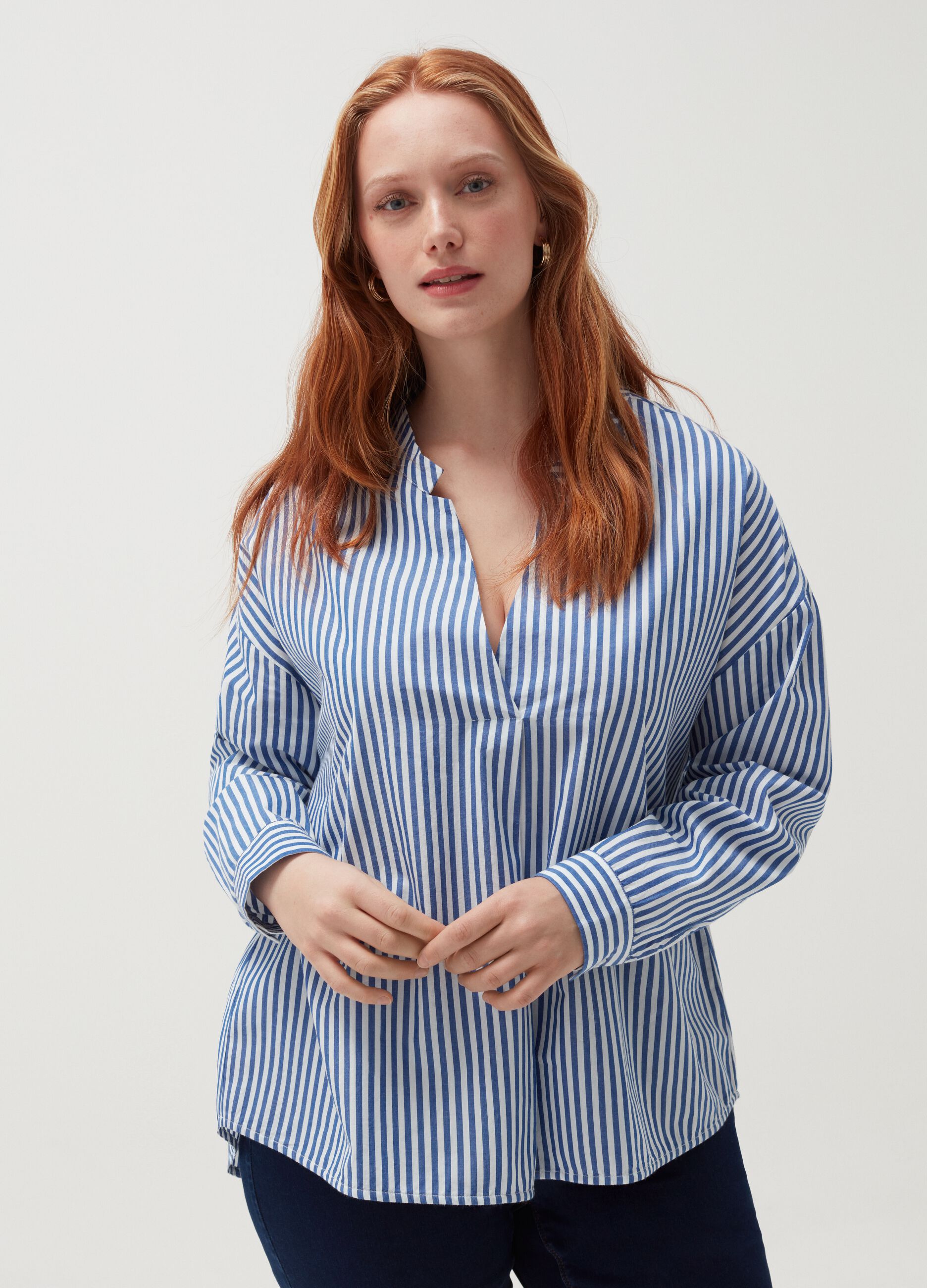 MYA Curvy striped cotton blouse