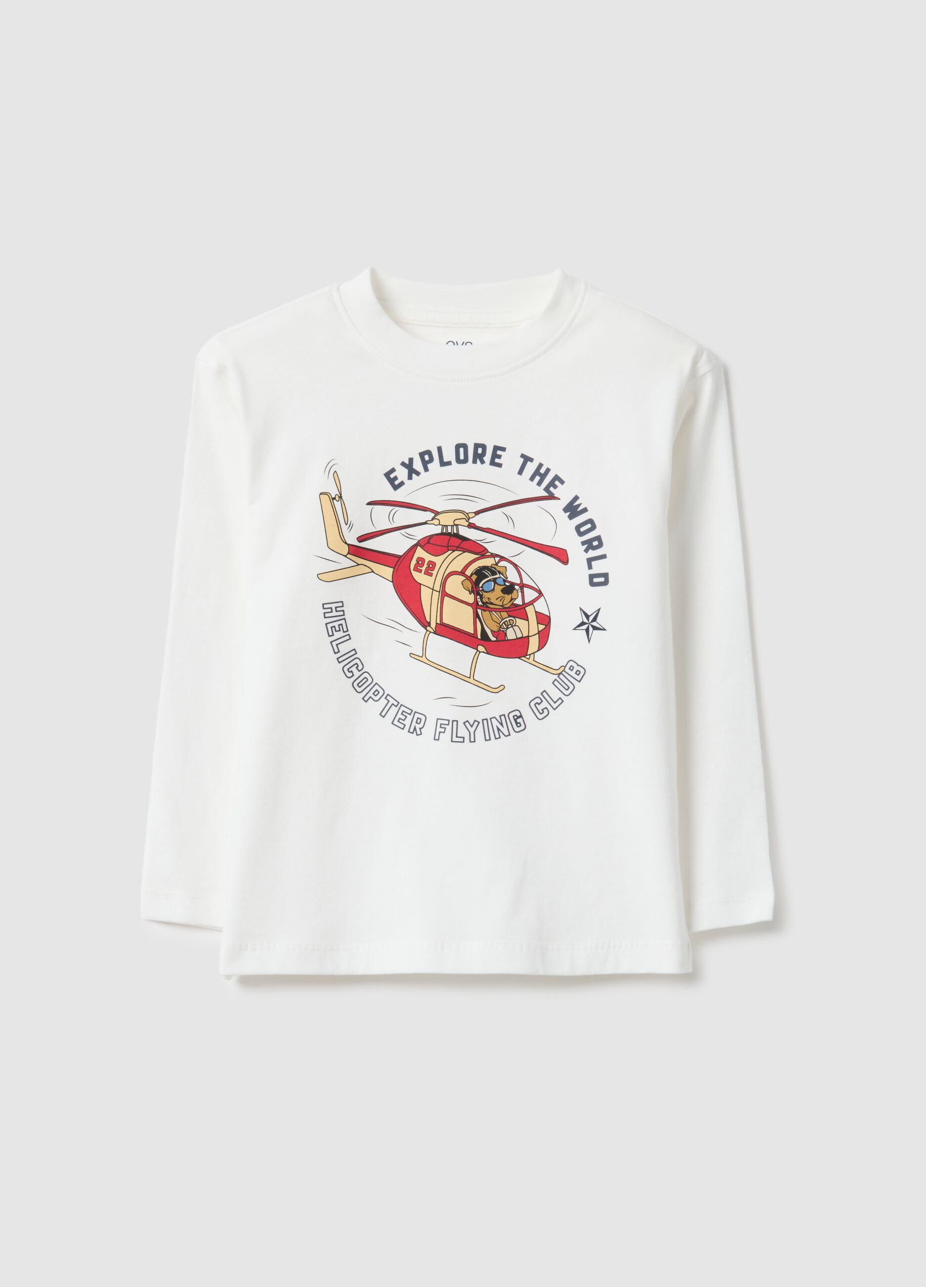 Children's white pure cotton oversized t-shirt with print