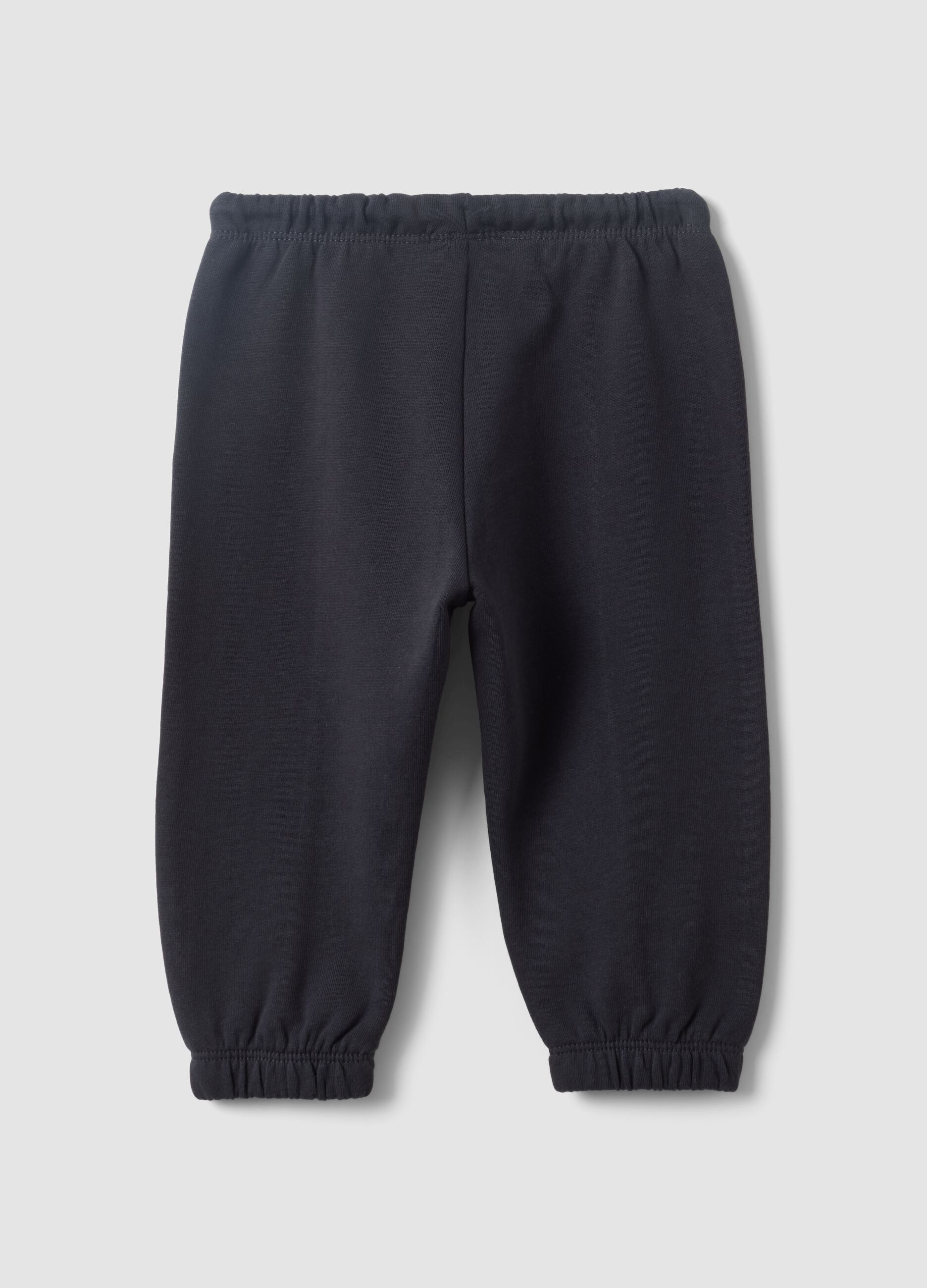 Schwarze Jogginghose aus reiner Baumwolle mit Herzdetail, Comfort Fit f&uuml;r Baby-M&auml;dchen