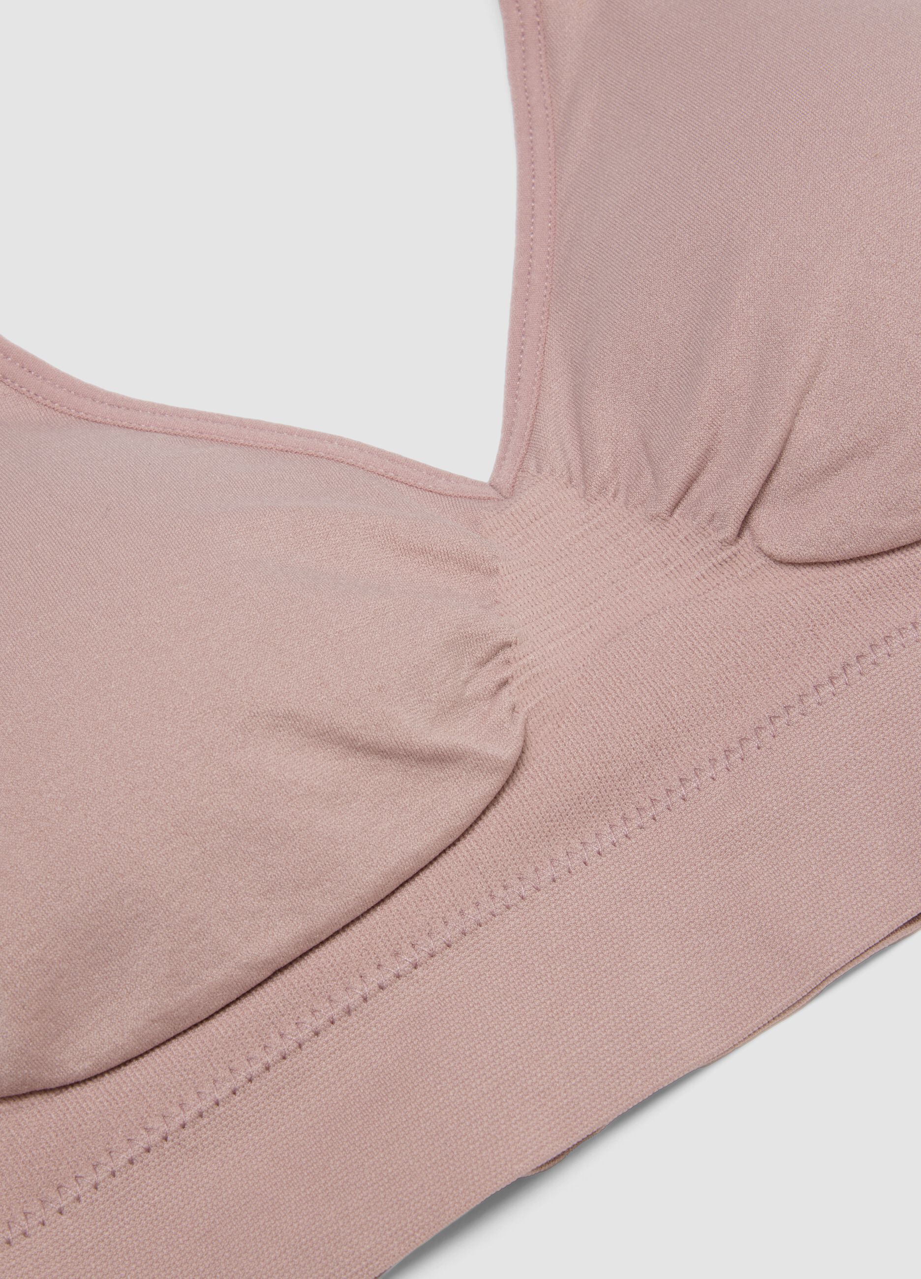 Pink stretch-fabric bra with removable padding