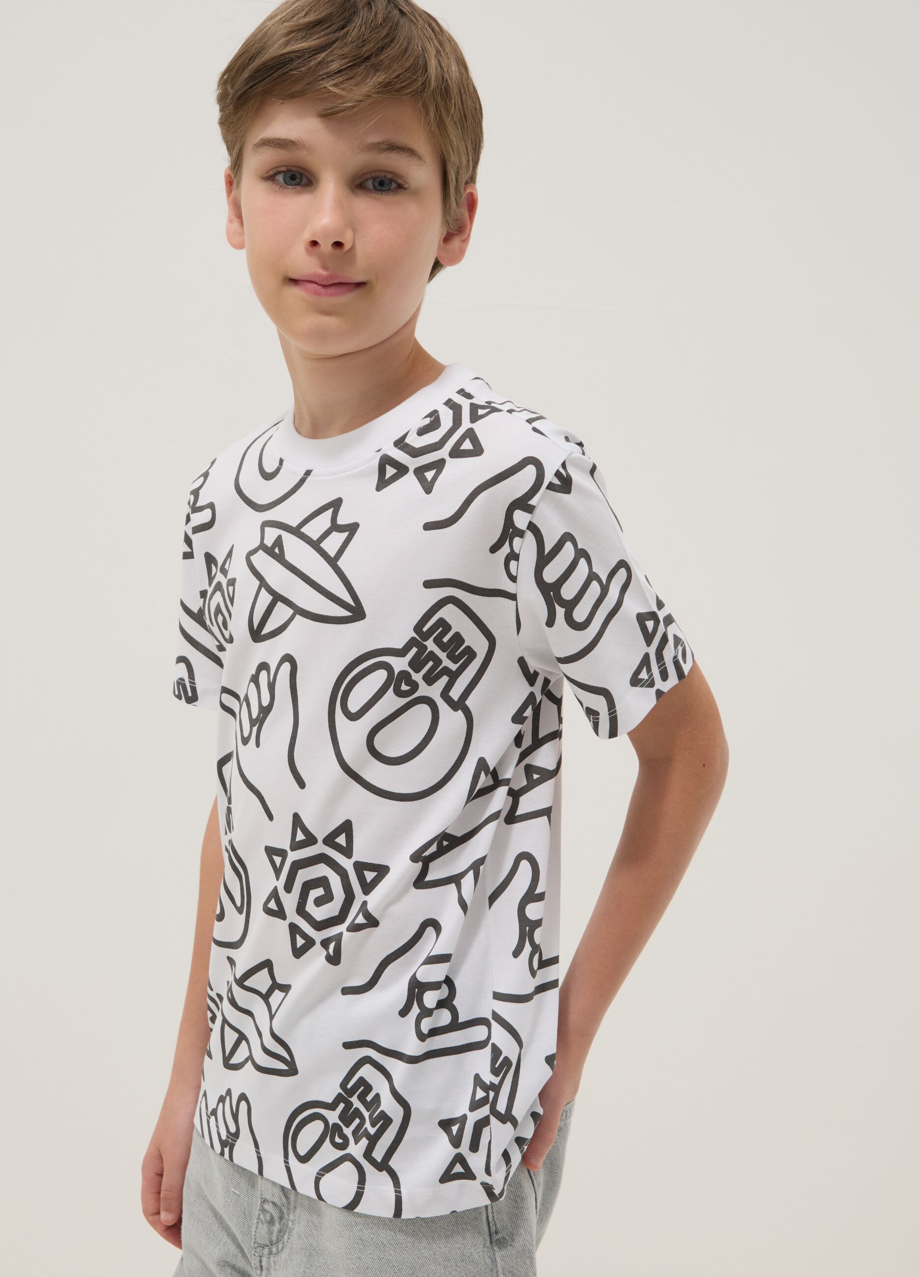 White pure cotton short-sleeve T-shirt