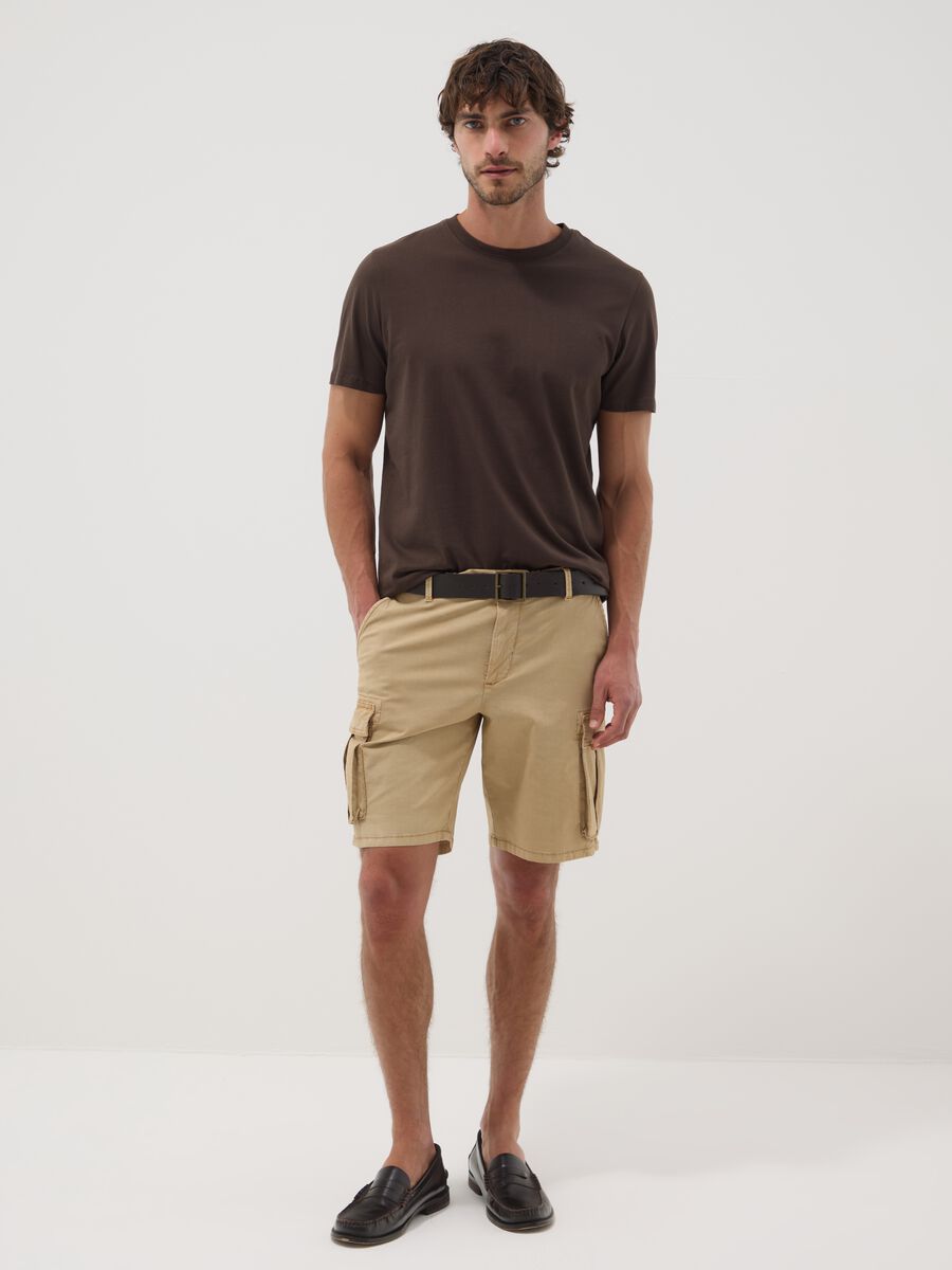 Beige Cargo-Bermudashorts aus Stretch-Baumwolle_0