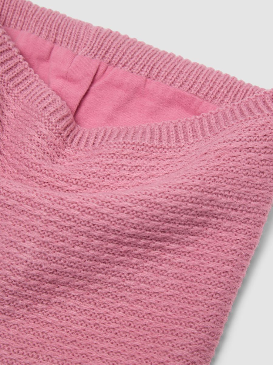 Pink knitted snood scarf_2