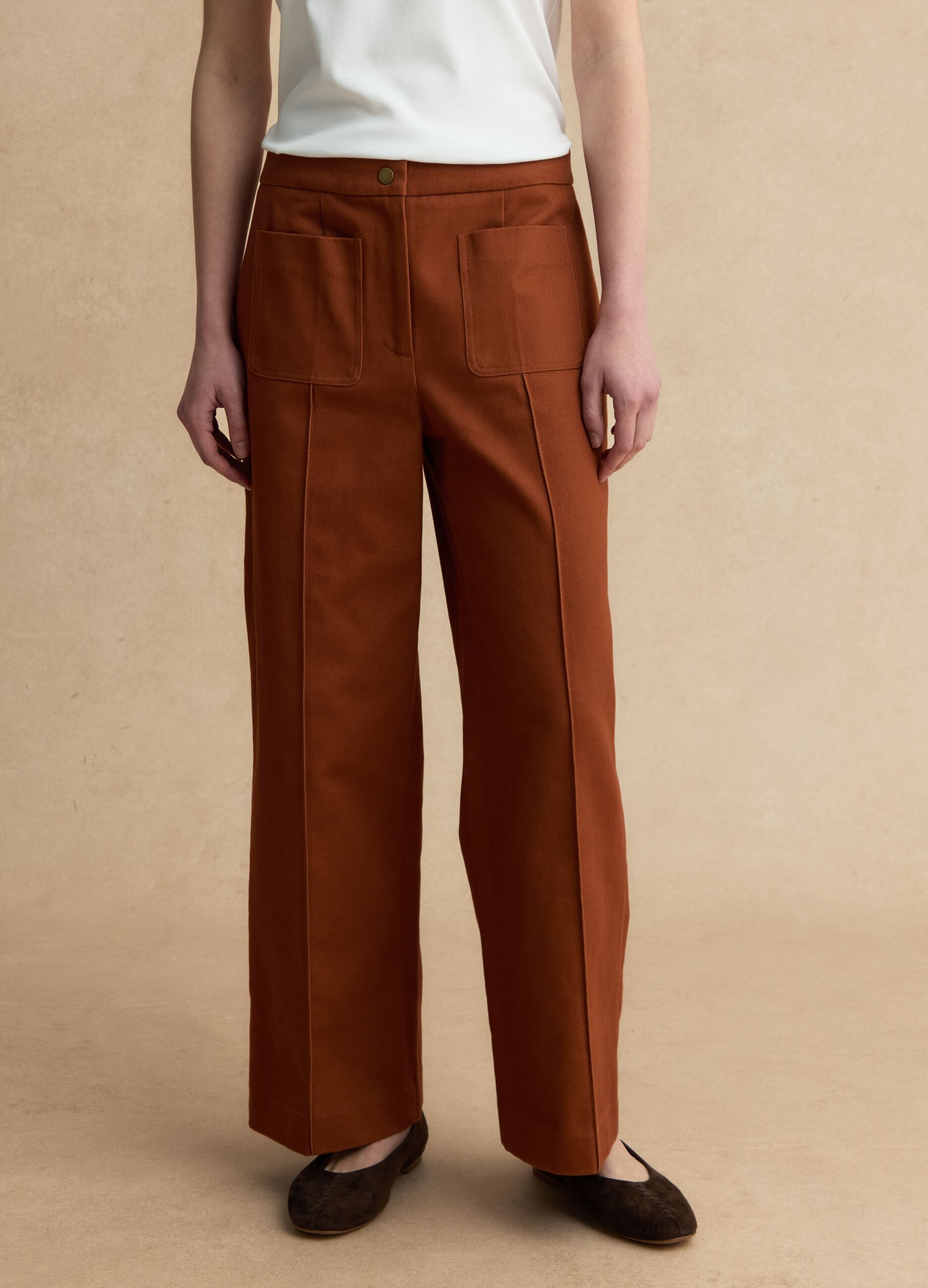 Smeđe hlače od čistog pamuka