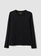 Schwarzes Shirt aus Bio-Stretch-Baumwolle mit Rundhalsausschnitt_4