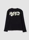 T-shirt nera in puro cotone organico con stampa "Hyped" per ragazzo_1