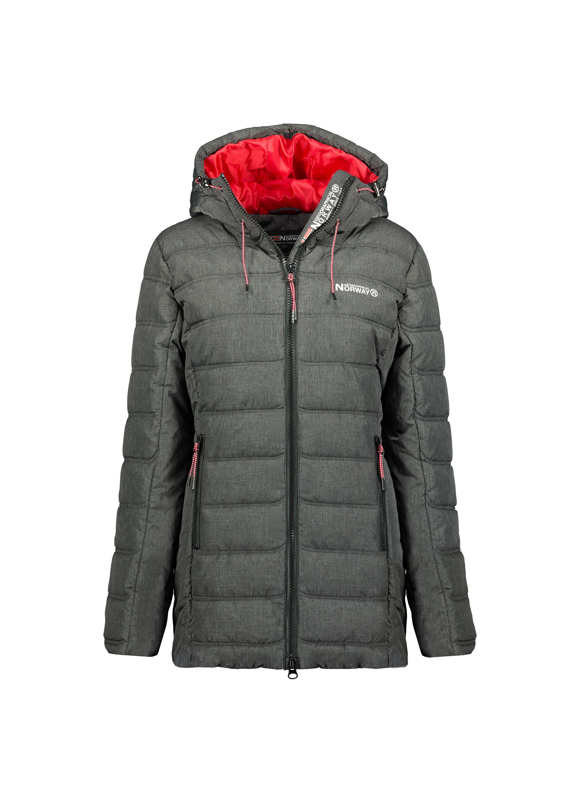 Down jacket with Geographical Norway print