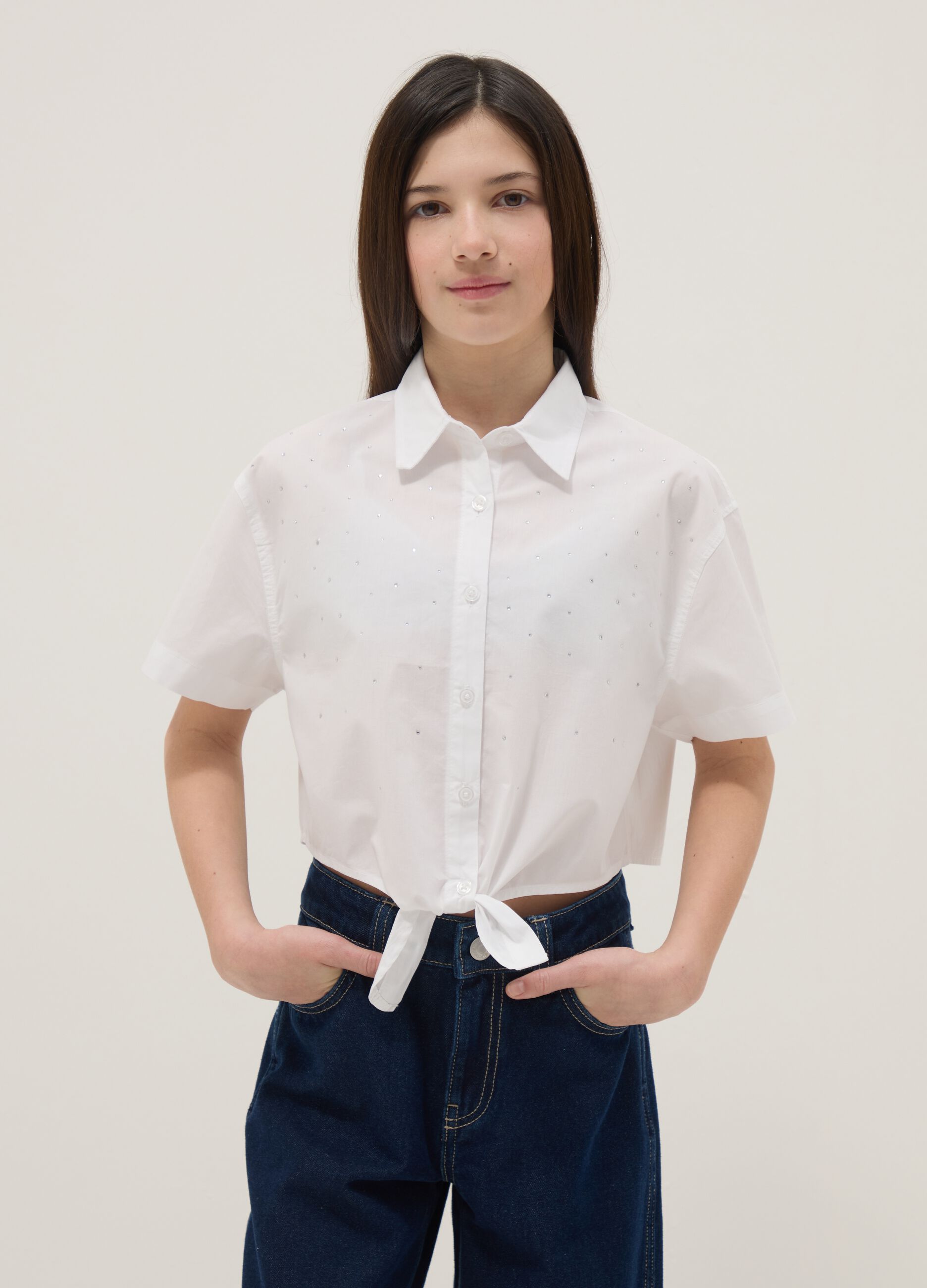 White short sleeve pure cotton regular fit shirt