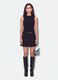 Black stretch viscose dress with structured high neckline_0