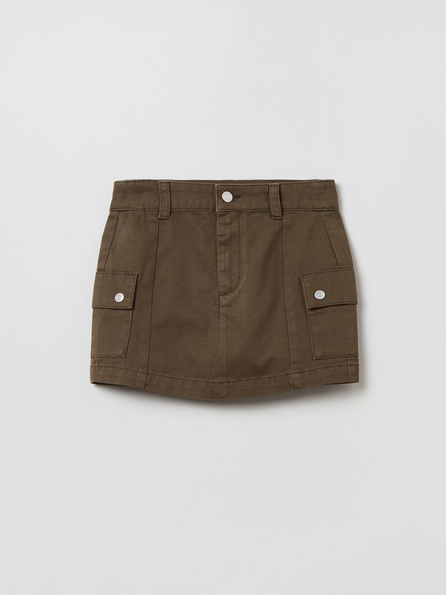 Twill miniskirt with pockets_0