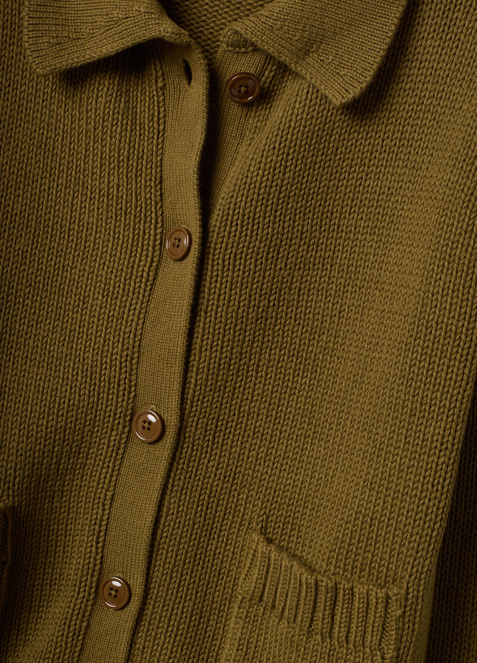 Cardigan verde in puro cotone con bottoni regular fit