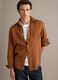 Brown pure linen shirt with button-down collar, regular fit_0