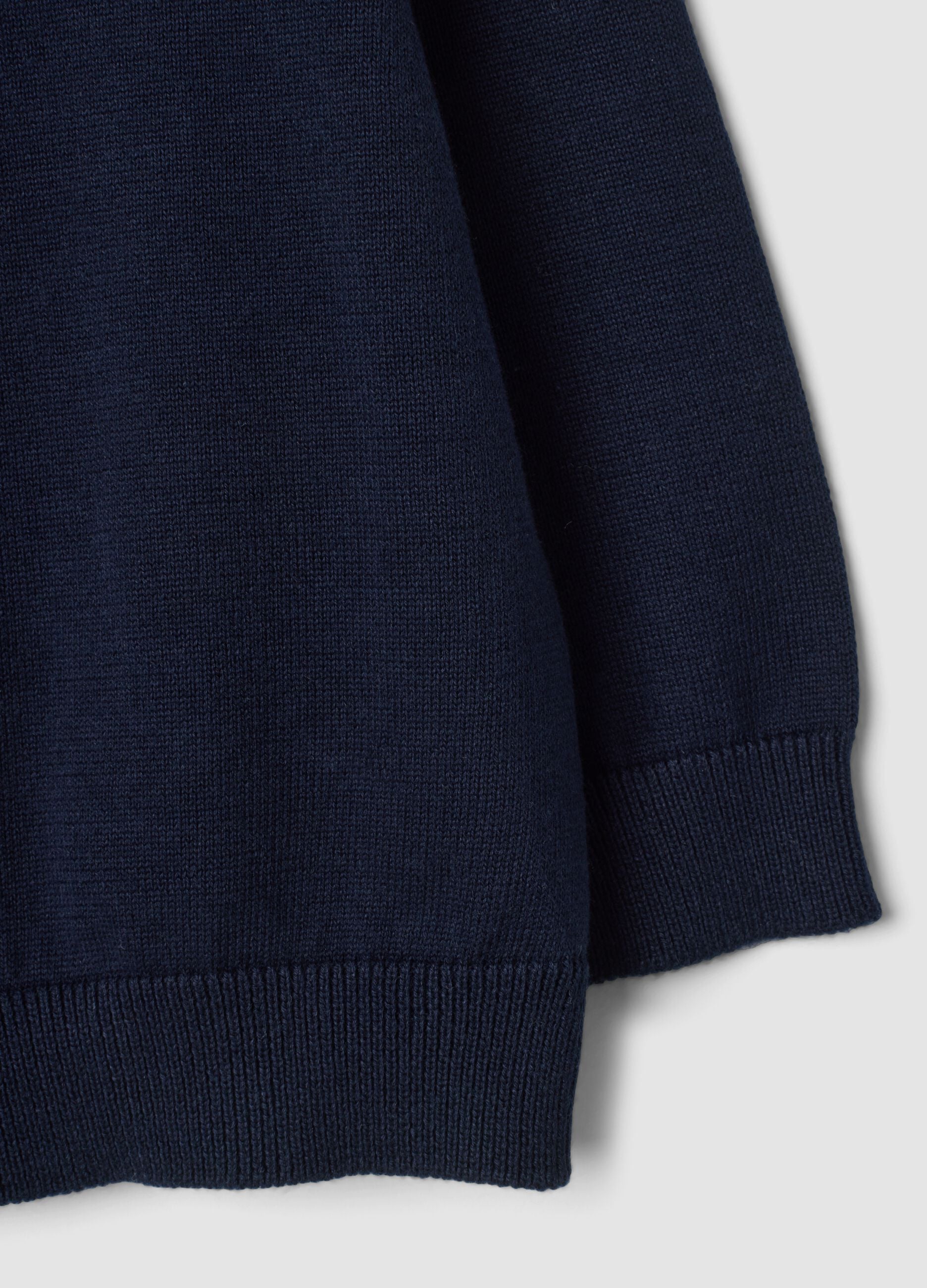 Polo azul de algod&oacute;n puro de manga larga