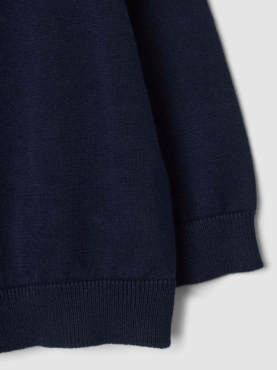 Polo bleu en pur coton &agrave; manches longues_3