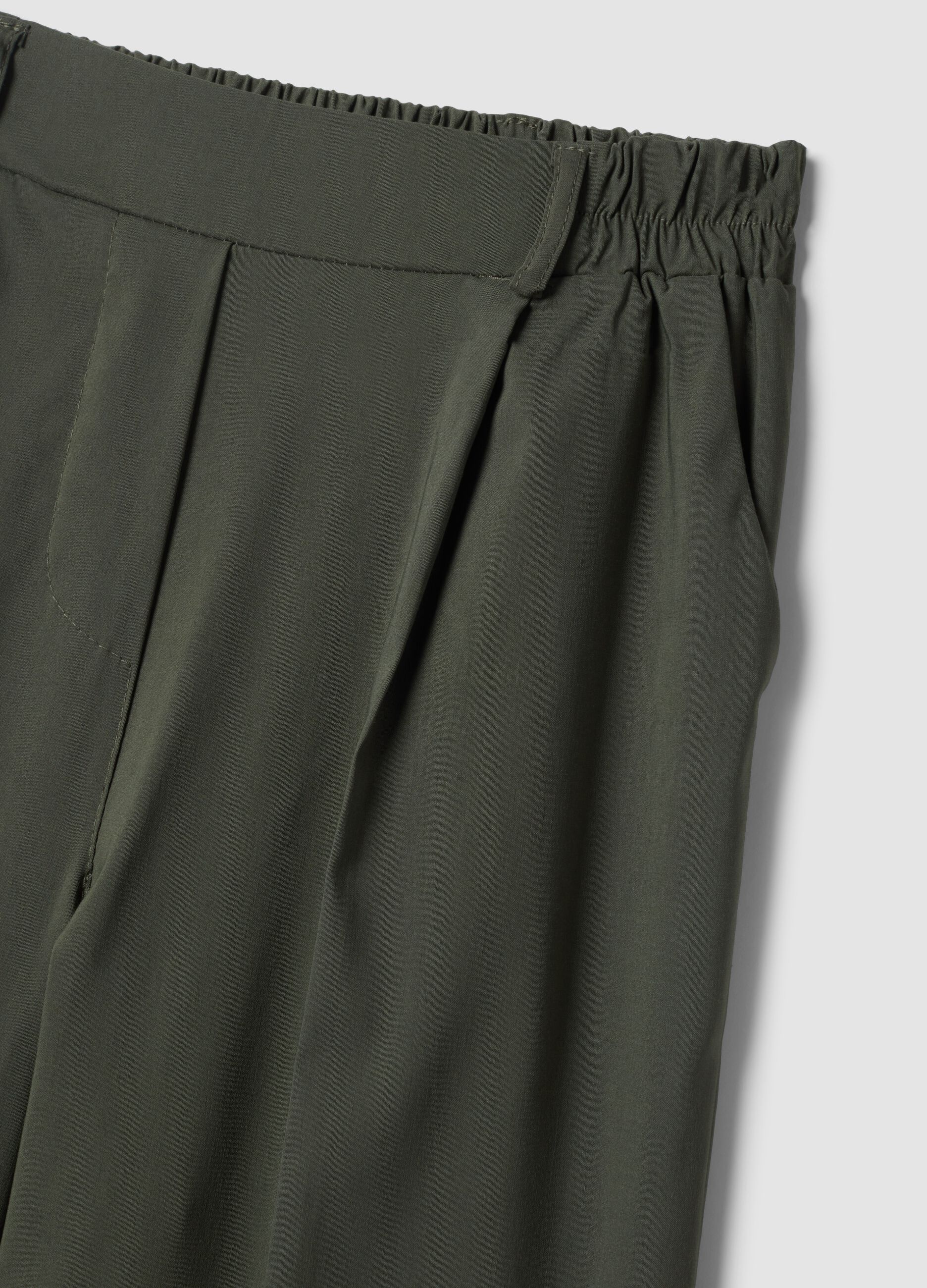 Gr&uuml;ne Wide-Leg-Hose aus elastischer Viskose