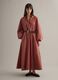 Long dress in pure brown cotton, regular fit_1