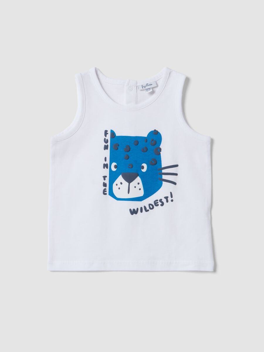 White pure cotton vest with print_0