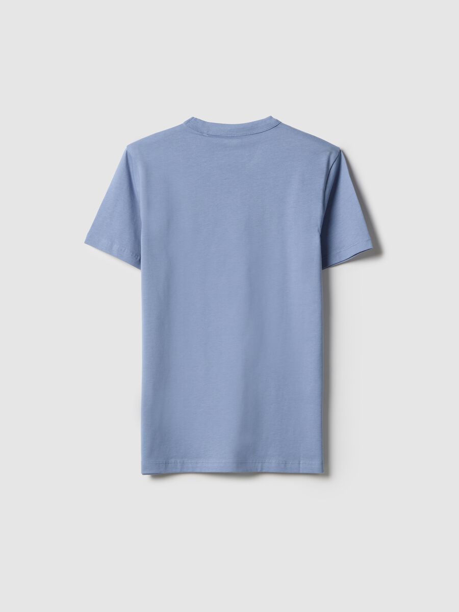 Boys' light blue crew neck T-shirt in pure cotton over fit_4