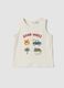 White organic cotton vest top with print_0