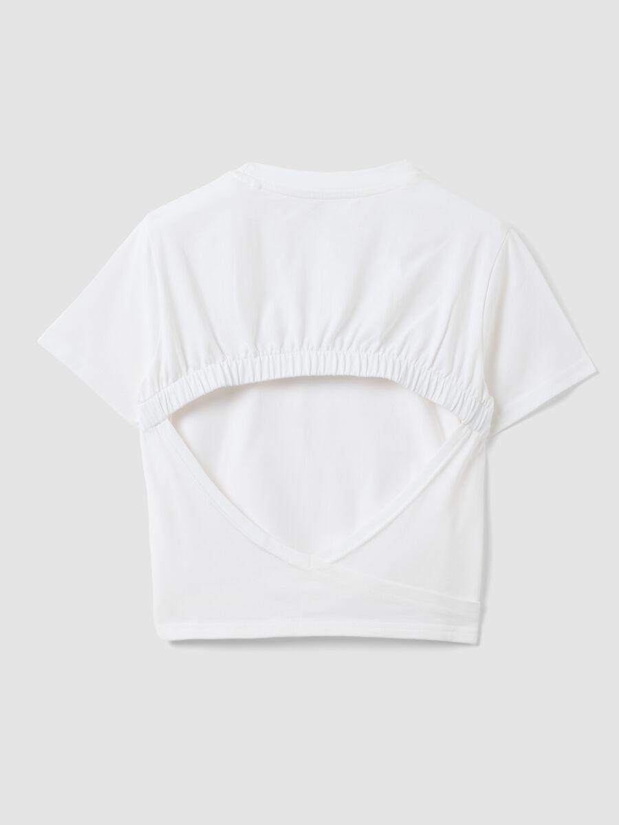 Girls' fitted white stretch cotton T-shirt_4