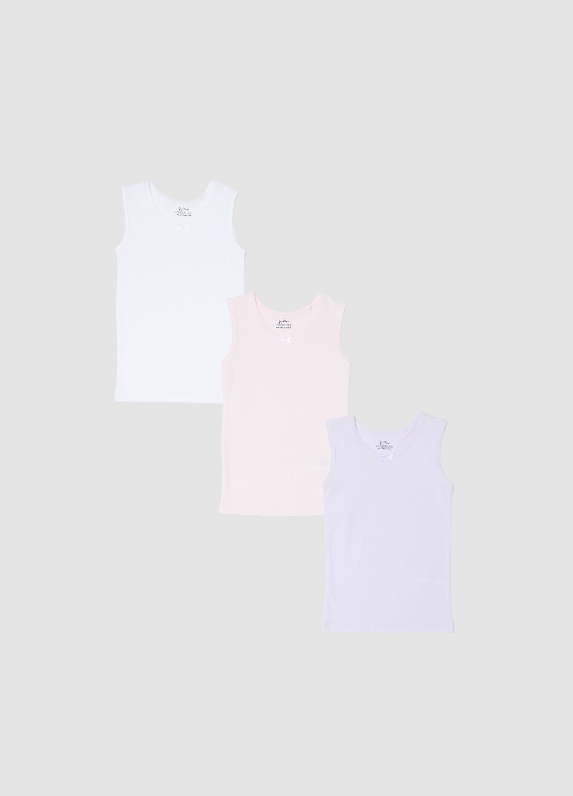 Tripack canotte in puro cotone multicolor da neonata regular fit