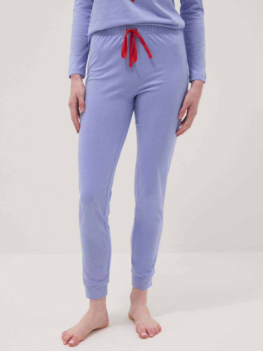 Purple pure cotton regular fit pyjamas with heart_3