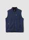 Navy blue sherpa gilet with collar and zip_0