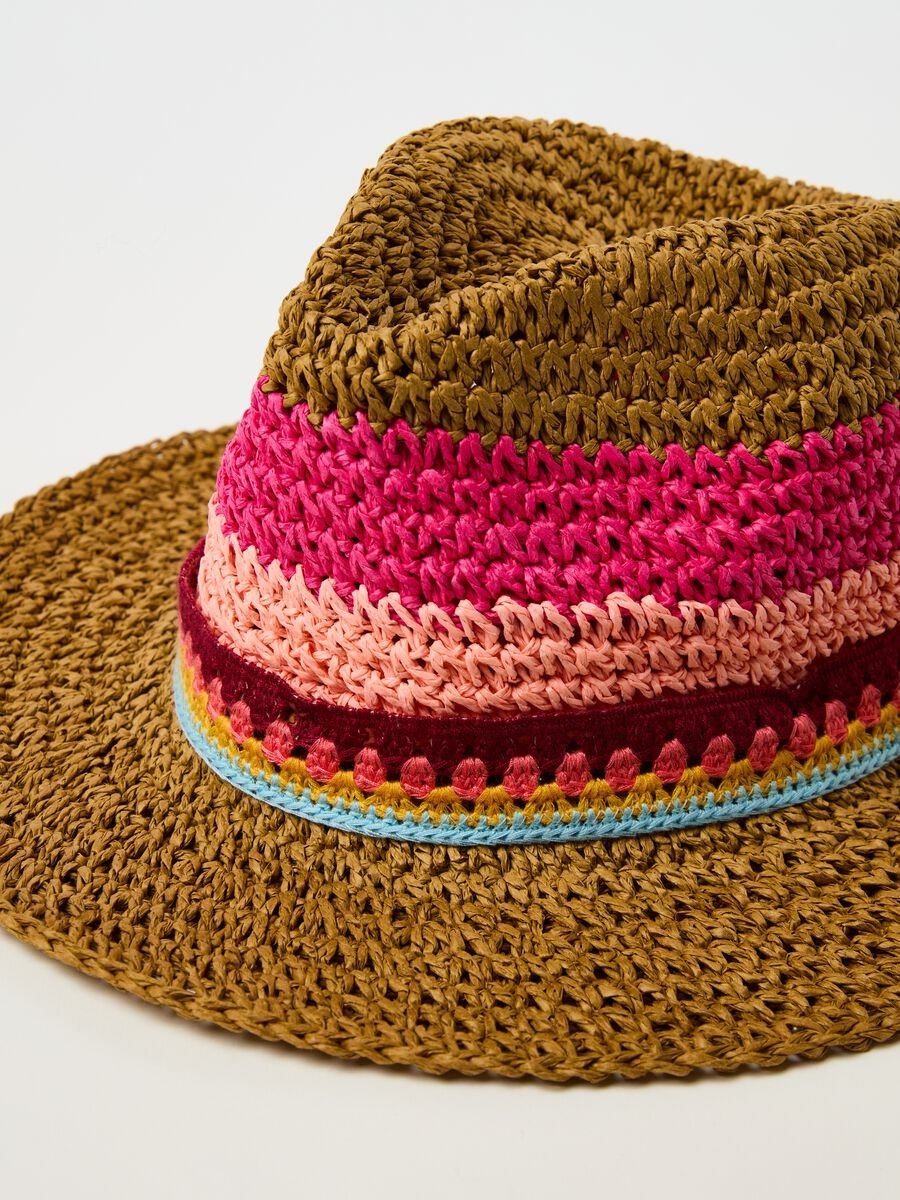 Sombrero de paja con cinta ganchillo_2