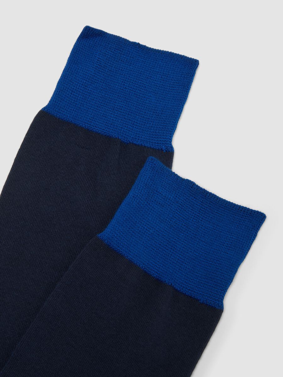 Twin pack long socks in stretchy cotton blend blue_1