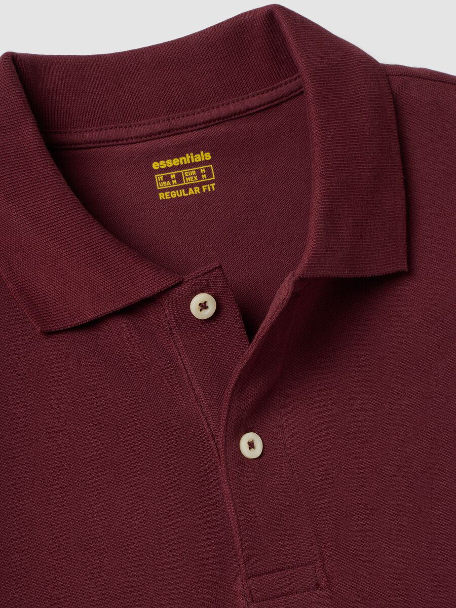 Red pure cotton piqu&eacute; polo shirt with classic collar, regular fit_6