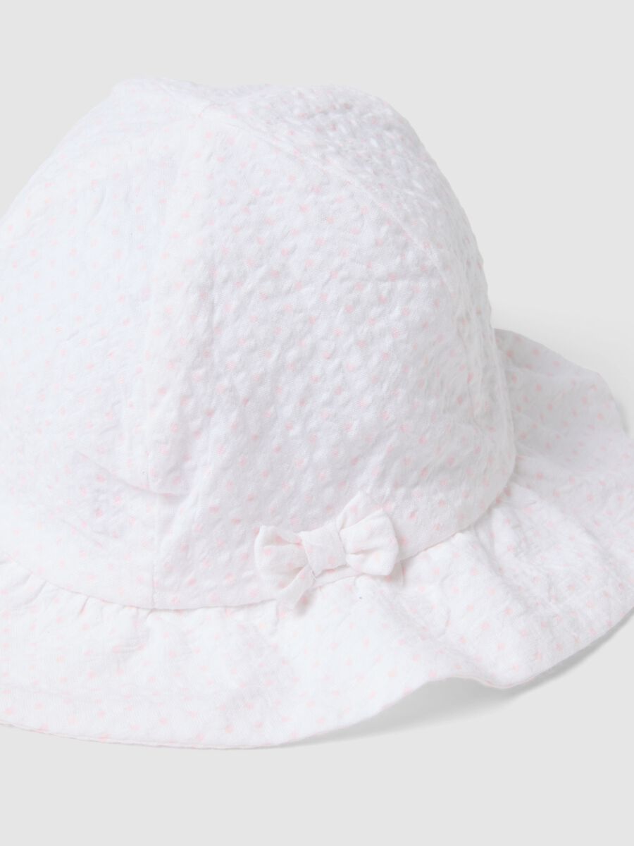 Chap&eacute;u Branco de Algod&atilde;o Puro para Beb&eacute; com La&ccedil;o_1