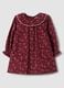 Bordeauxrotes Kleid aus reiner Baumwolle mit Blumenmuster und Rundhalsausschnitt, Regular Fit_0