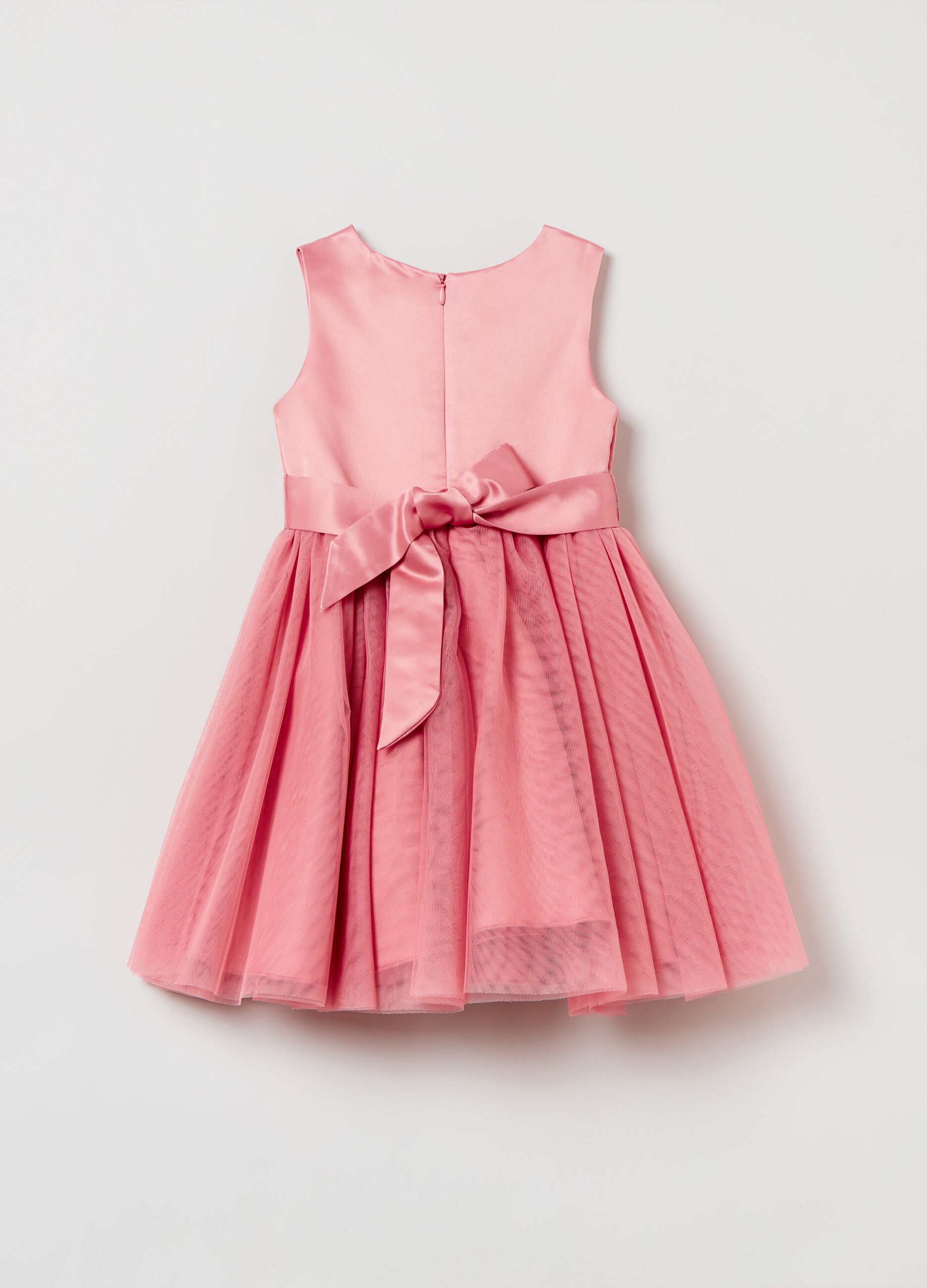 Satin dress with tulle skirt