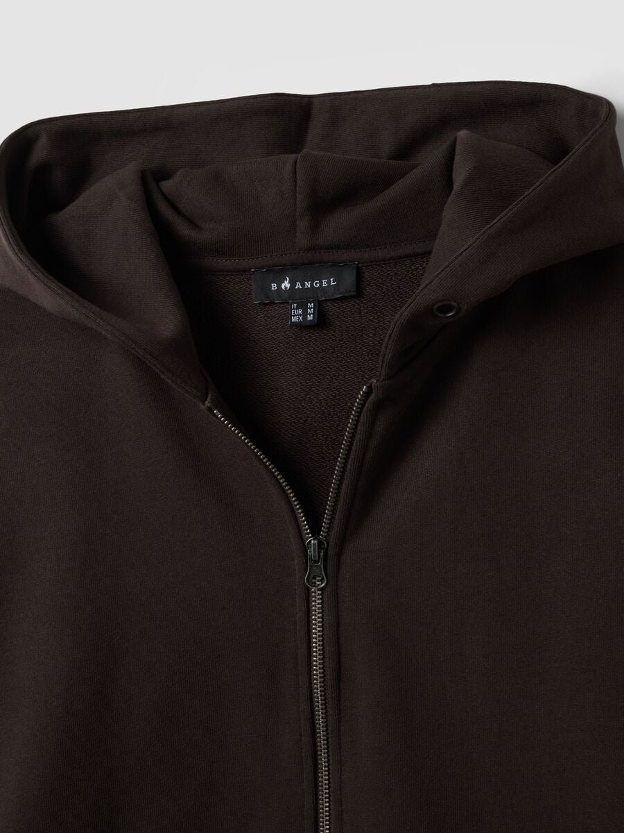 Brown cropped pure cotton hoodie with oversized fit_2