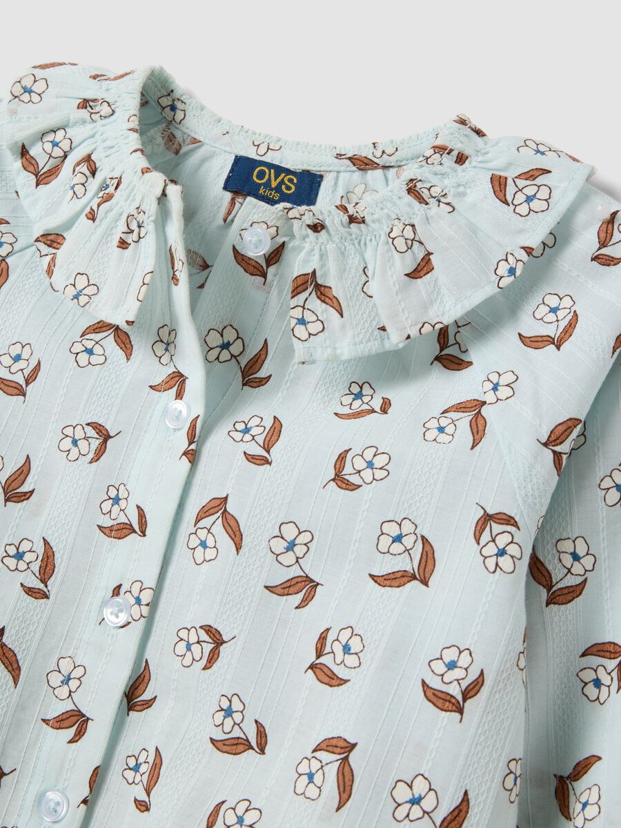 Light blue pure cotton shirt with floral print_2