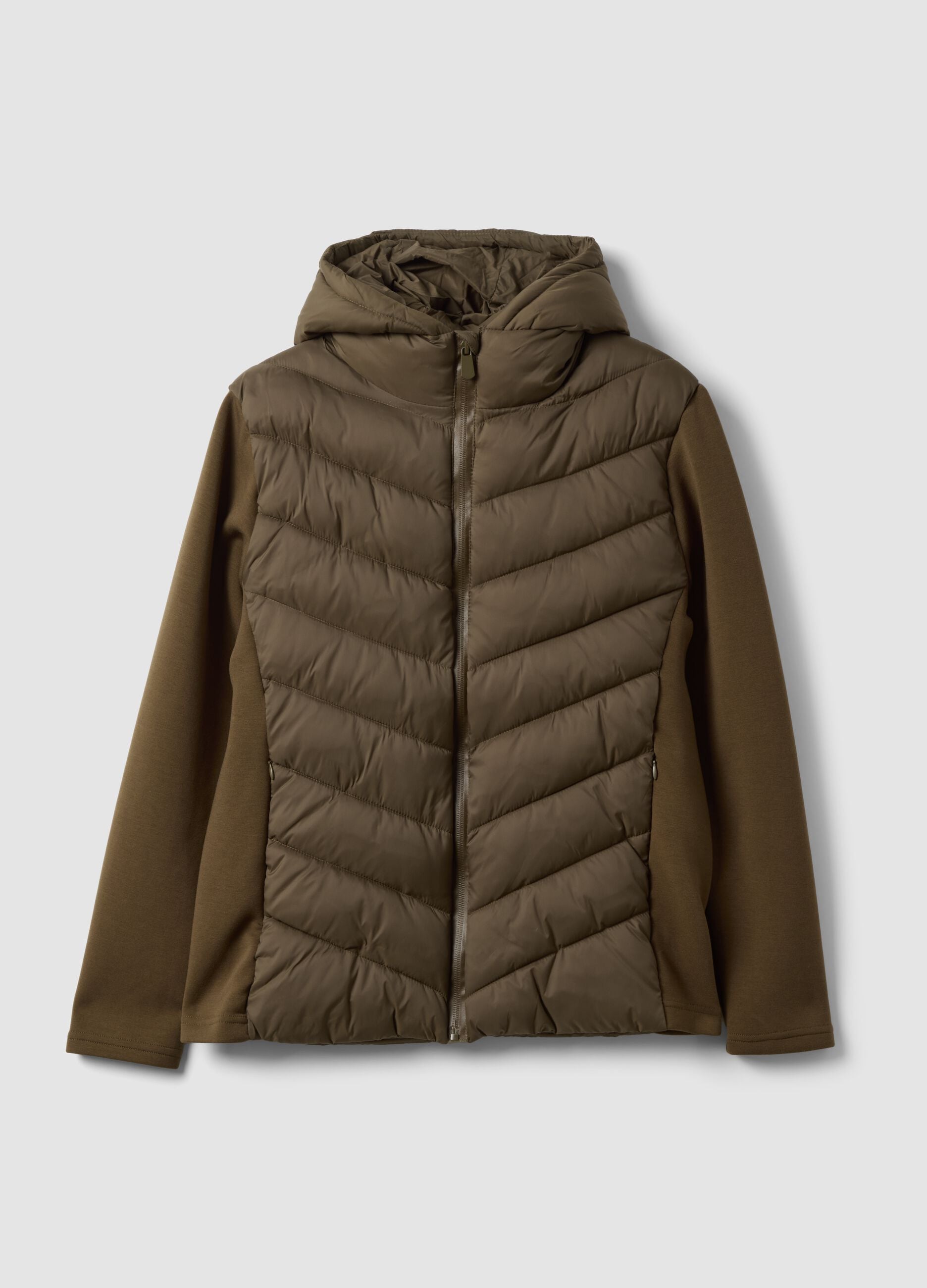Brown regular-fit hooded zip-up jacket