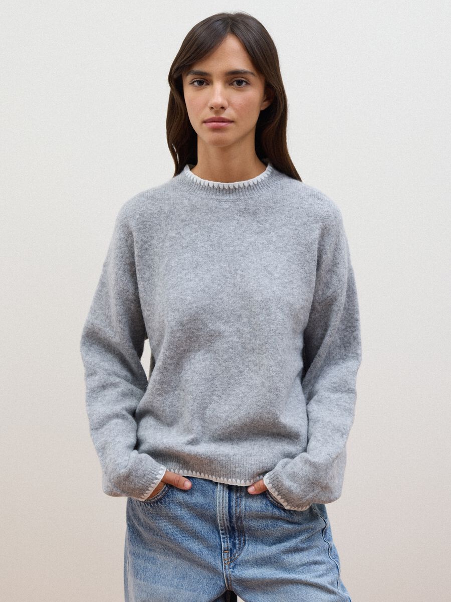 Grey stretch wool oversized jumper_0