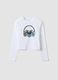 White pure organic cotton T-shirt with ribbed neckline for girls_3