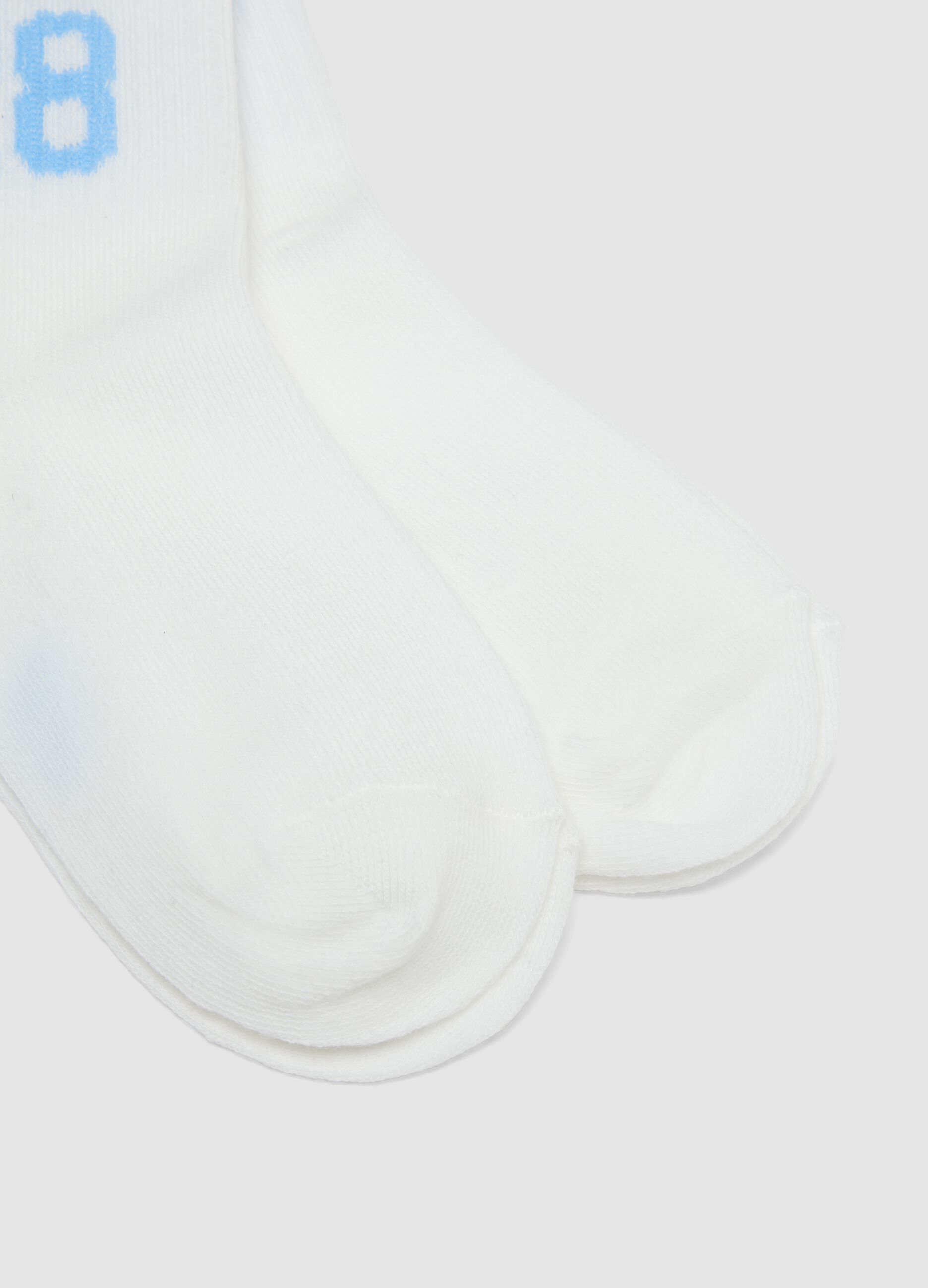 Kids&rsquo; white stretch cotton-blend multipack socks