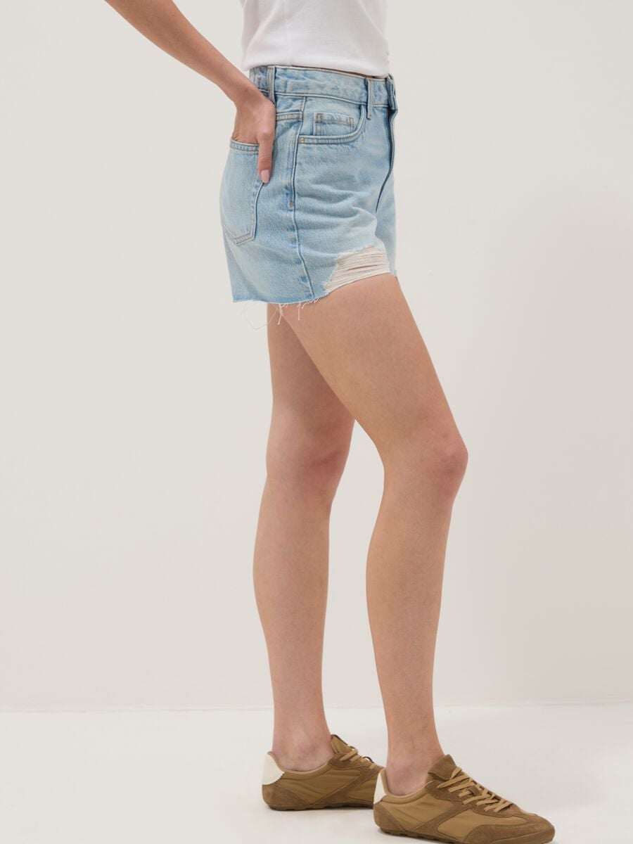 Light blue pure cotton denim shorts_3