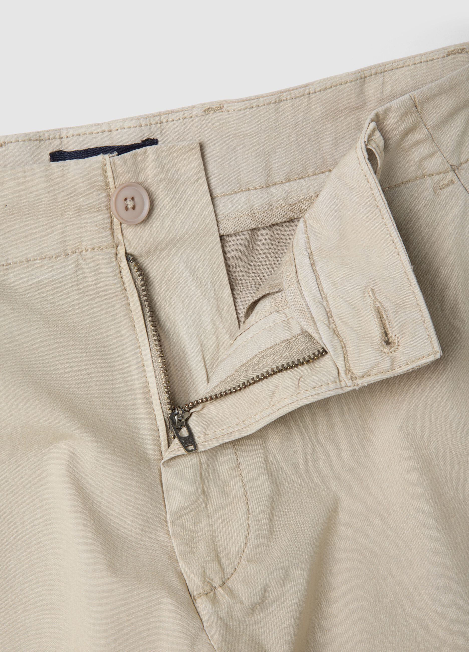 Beige Slim Fit Stretch Cotton Chino Trousers